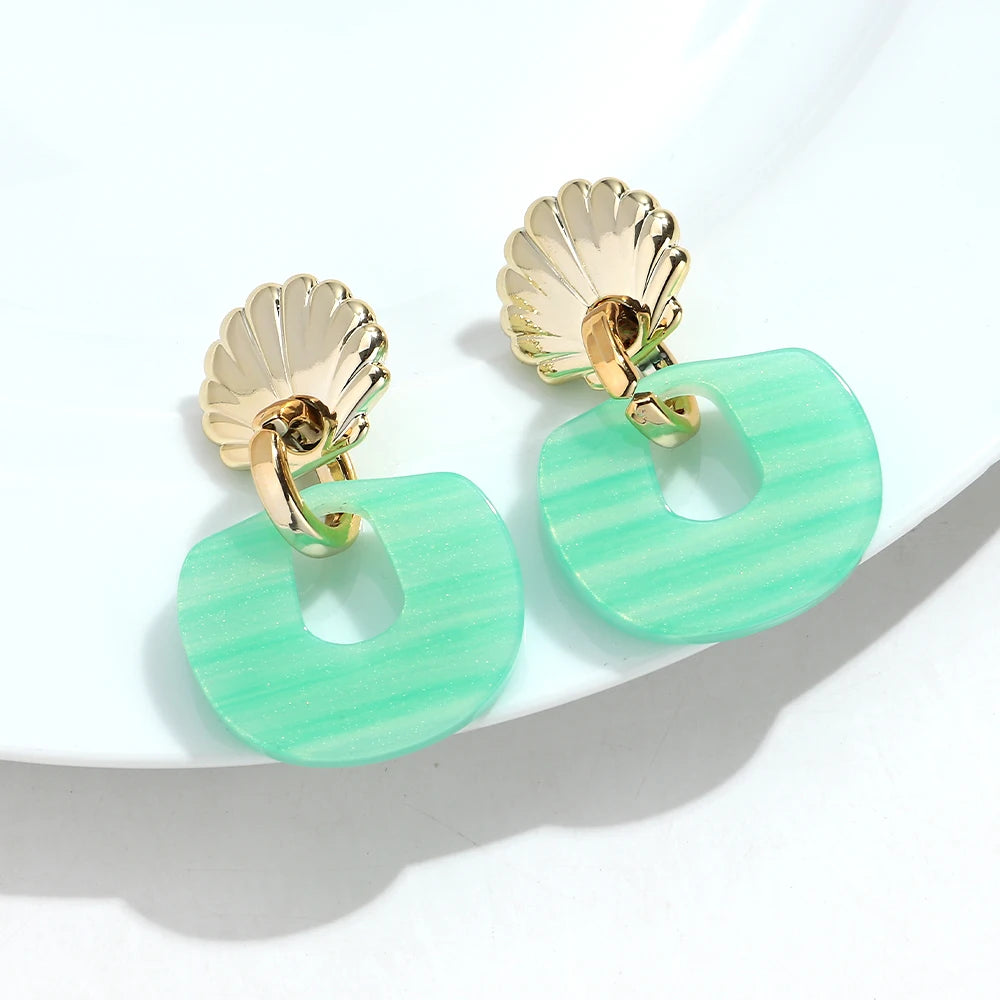 Fashion Acrylic Shell Geometric Drop Earrings for Women Gradual Color Irregular Pendant Earring Party Jewelry Gifts
