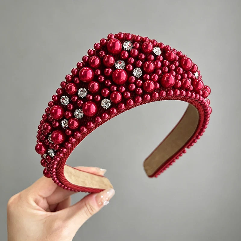 Fashion Hairbands for Women Rhinestone Pearls Tiaras Crown Headband Hair Jewelry Gifts Accessories