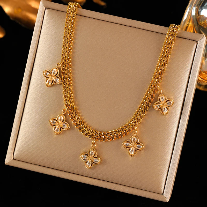 EILIECK 316L Stainless Steel Heart Chokers Necklace For Women New Fashion Collar Neck Chain Waterproof Gold Color Jewelry Gift