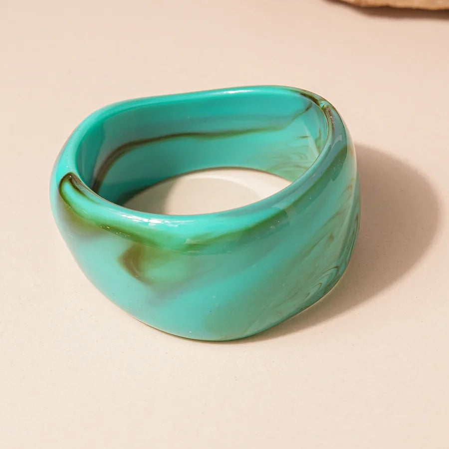 KMVEXO Vintage Turquoise Blue Geometric Resin Bangle Women Irregular Wide Bracelet Ladies Bohemian Beach Acrylic Bangles Jewelry