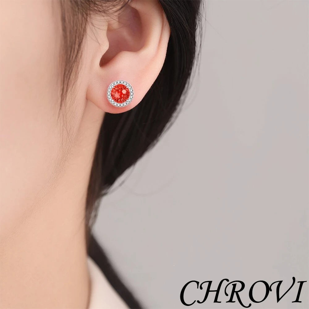 Exquisite 925 sterling silver gemstone-cut princess round earrings with ultra-shiny high-carat diamonds.