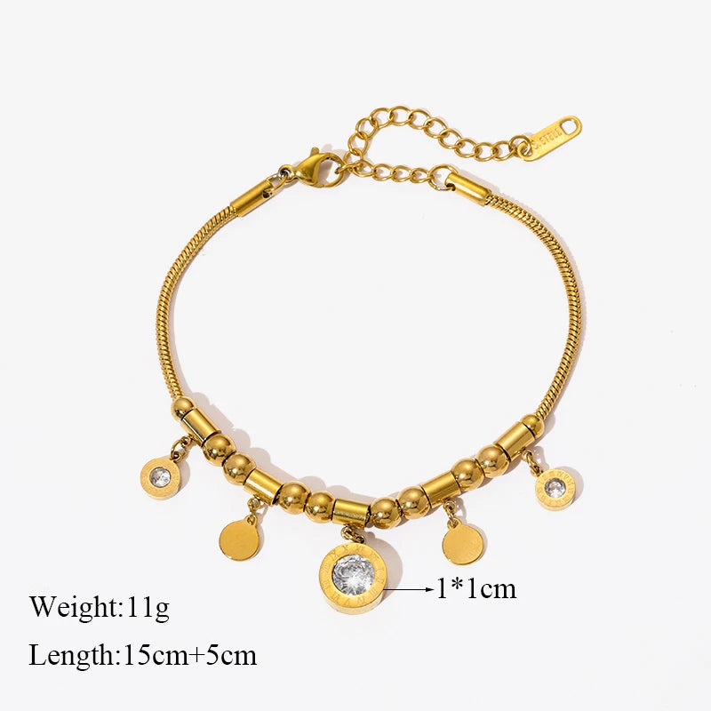 EILIECK 316L Stainless Steel Fashion Heart Love Charm Bracelet For Women New Trendy Waterproof Wrist Chain Jewelry Lady Gift