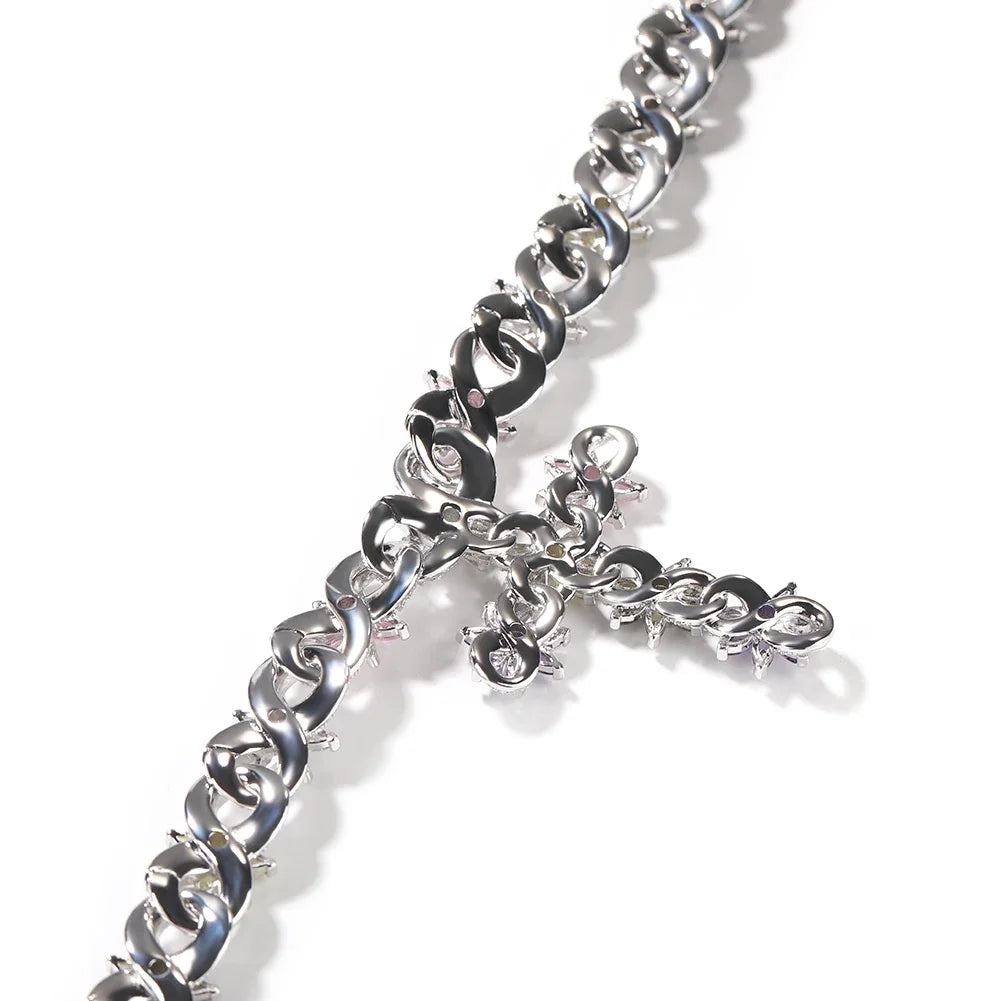 Colorful Flower Cross Charms Cuban Chain Full Pave Iced Out Baguette Cubic Zirconia HipHop Jewelry Unisex Gift For Men Women
