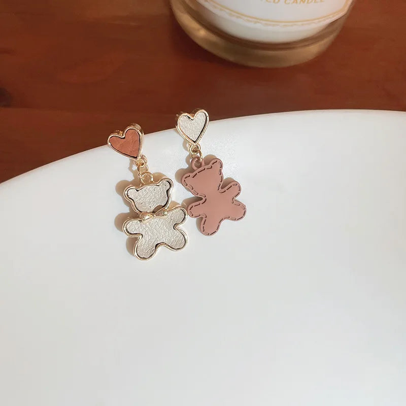 Cute Acrylic Candy Gummy Bear Dangle Earrings for Women Rainbow Bear CZ Hoop Earrings 2026 Fashion Sweet Girl Jewelry