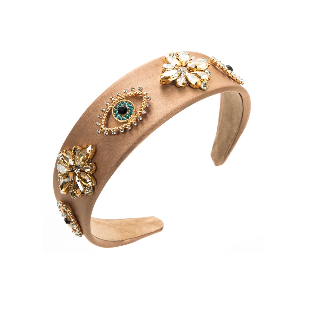 Fashion New Retro Baroque Hair Band Female Personality Devil Eye Flower Creative Headband Pressed Hair Accessories
