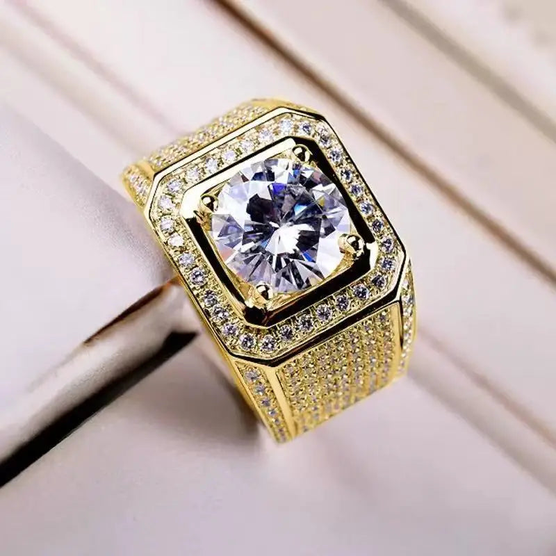 Original 2CT 925 Sterling Silver RingShining Adjustable Simplicity Fashion Exquisite For women Jewelry Wedding Plated 18K Gold