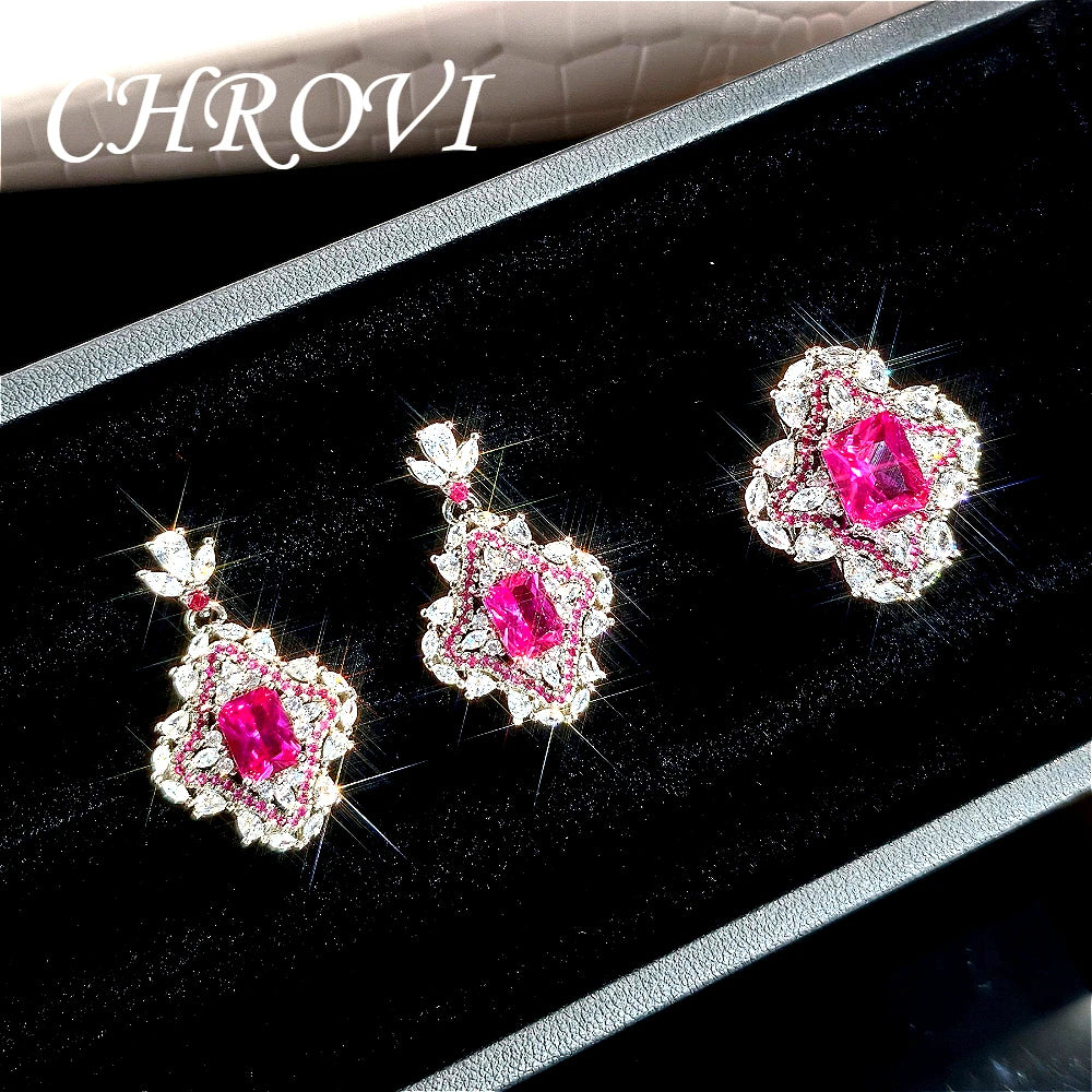 Luxurious 925 sterling silver long rectangular full-diamond style short earrings for women, open ring style