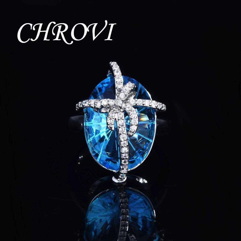 Luxury 925 sterling silver bow-shaped open ring. Exquisite candy-style aquamarine necklace with precious stones.