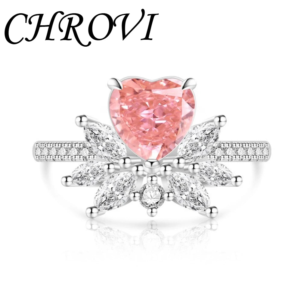 Light luxury 925sterling silver colorful gemstone ice flower ring for women,super sparkly high carbon diamond heart ring jewelry