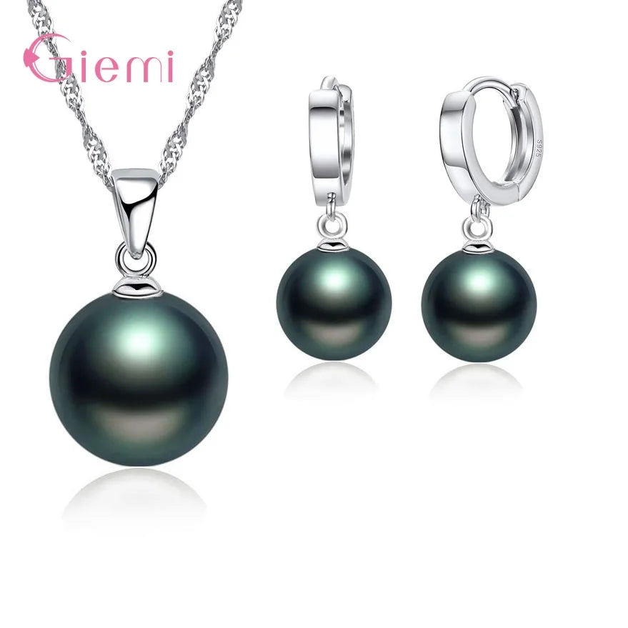 925 Silver Needle Jewelry Sets for Women Girls 34 Models Option Austrian Crystal Rhinestone Pearl Pendant Necklace Earrings