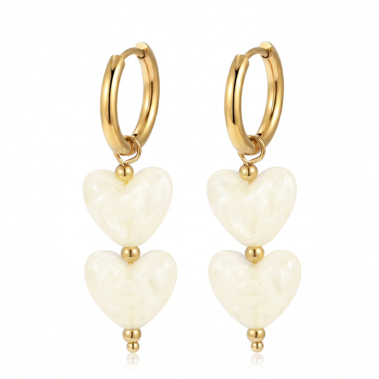 Badu Colorful Acrylic Double Heart Drop Earrings for Women Y2K Sweet Daily Party Accessories