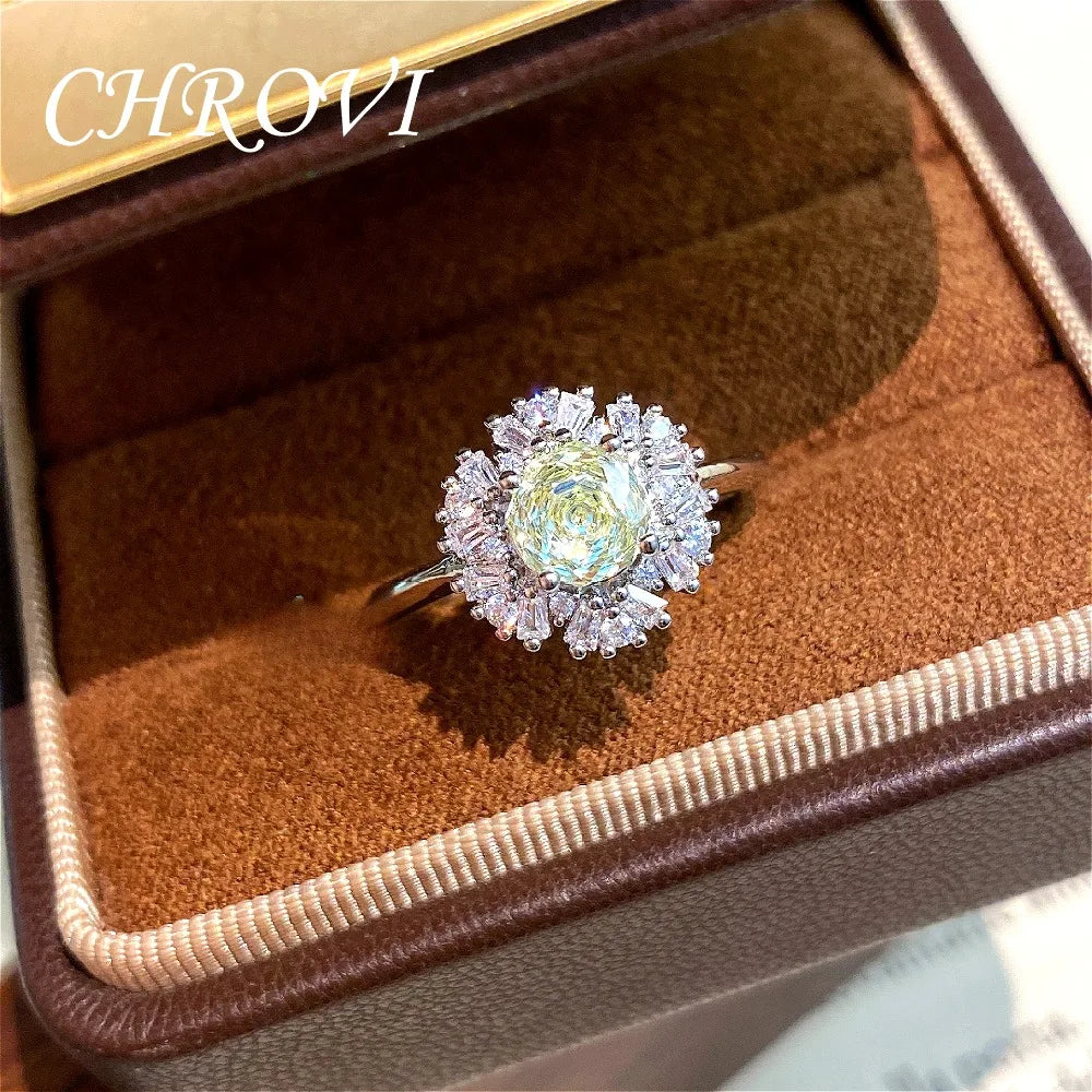 Light luxury 925 sterling silver octagonal millennium rose ring with high-grade square diamond women's ring