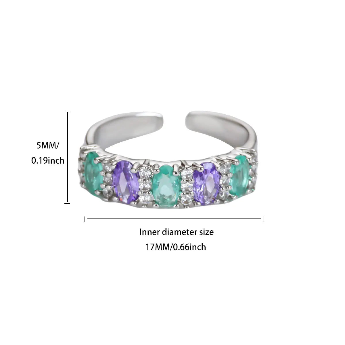 Luxurious colored zircon Rings For Women Girls Adjustable Charm Stainless SteelFinger Ring Jewelry Birthday Gift New Trend 202