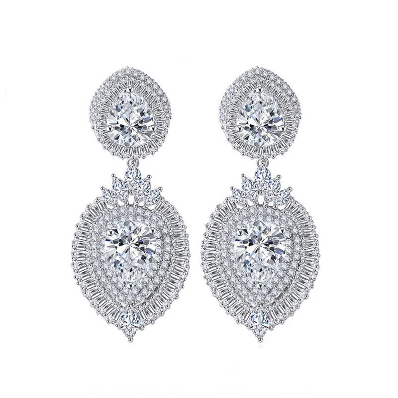 ThreeGraces Luxurious Shiny Cubic Zirconia Long Large Statement Dangle Women Party Wedding Bridal Earrings for Brides E2137