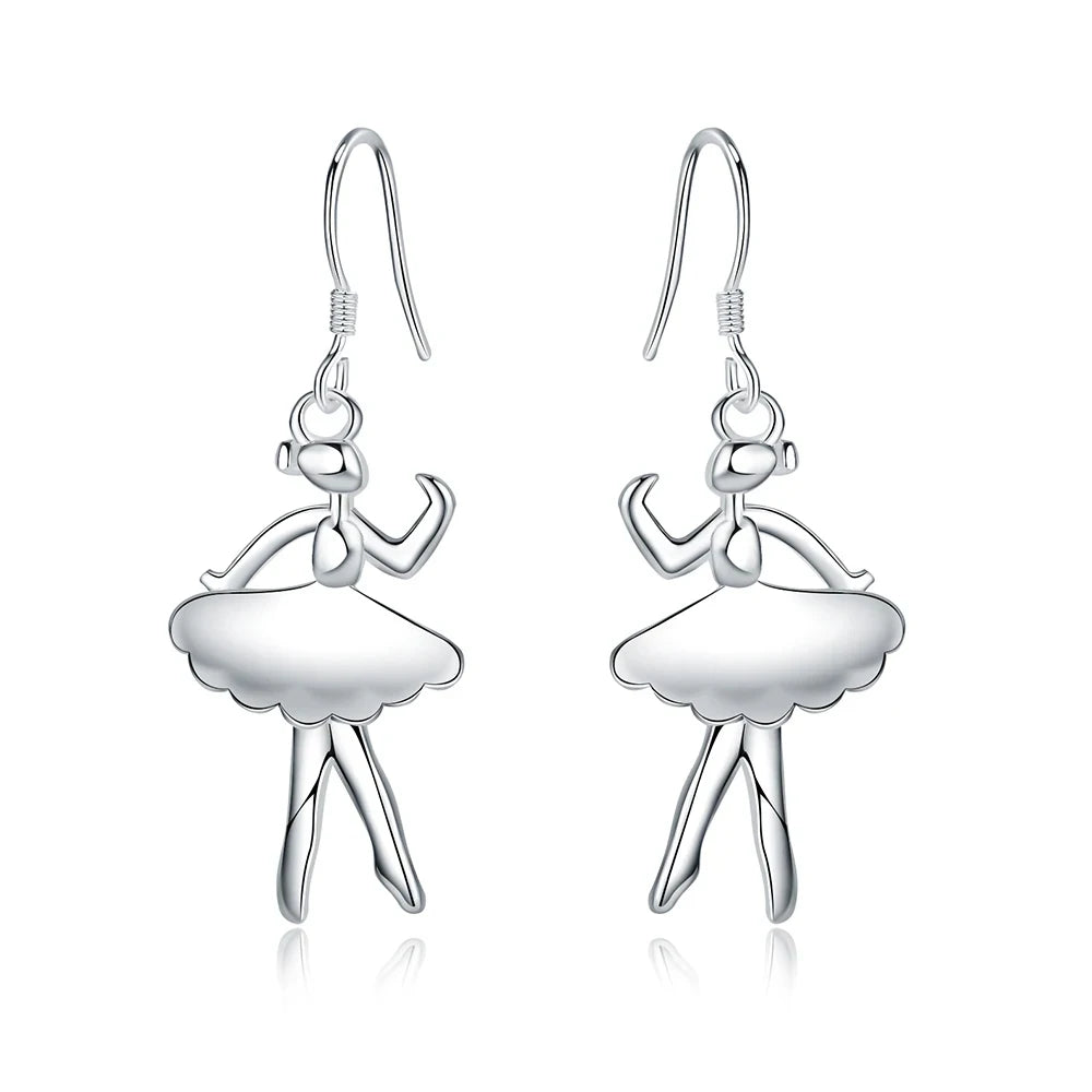 New 925 Sterling Silver Earrings for Women Jewelry Dancing girl Christmas Gifts wedding party