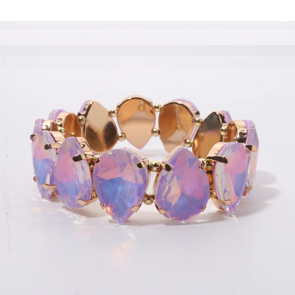BEUTIFOR Crystal Peach Love Bracelets For Women Handmade Colorful Peach Heart Bangle