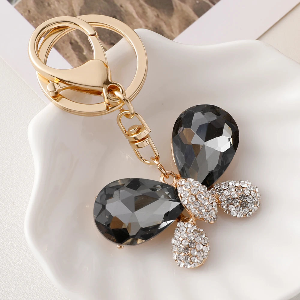 EASYA 2024 New Butterfly Keychain Collection Rhinestone Crystal Inlaid Car Pendant Handicrafts