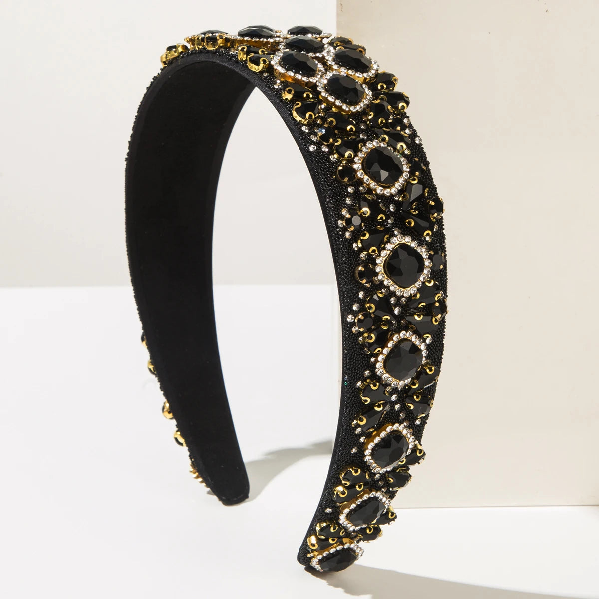 Retro New Headband Creative Baroque Full Diamond Shining Headband Light Luxury Style Wide Edge Hair Accessories