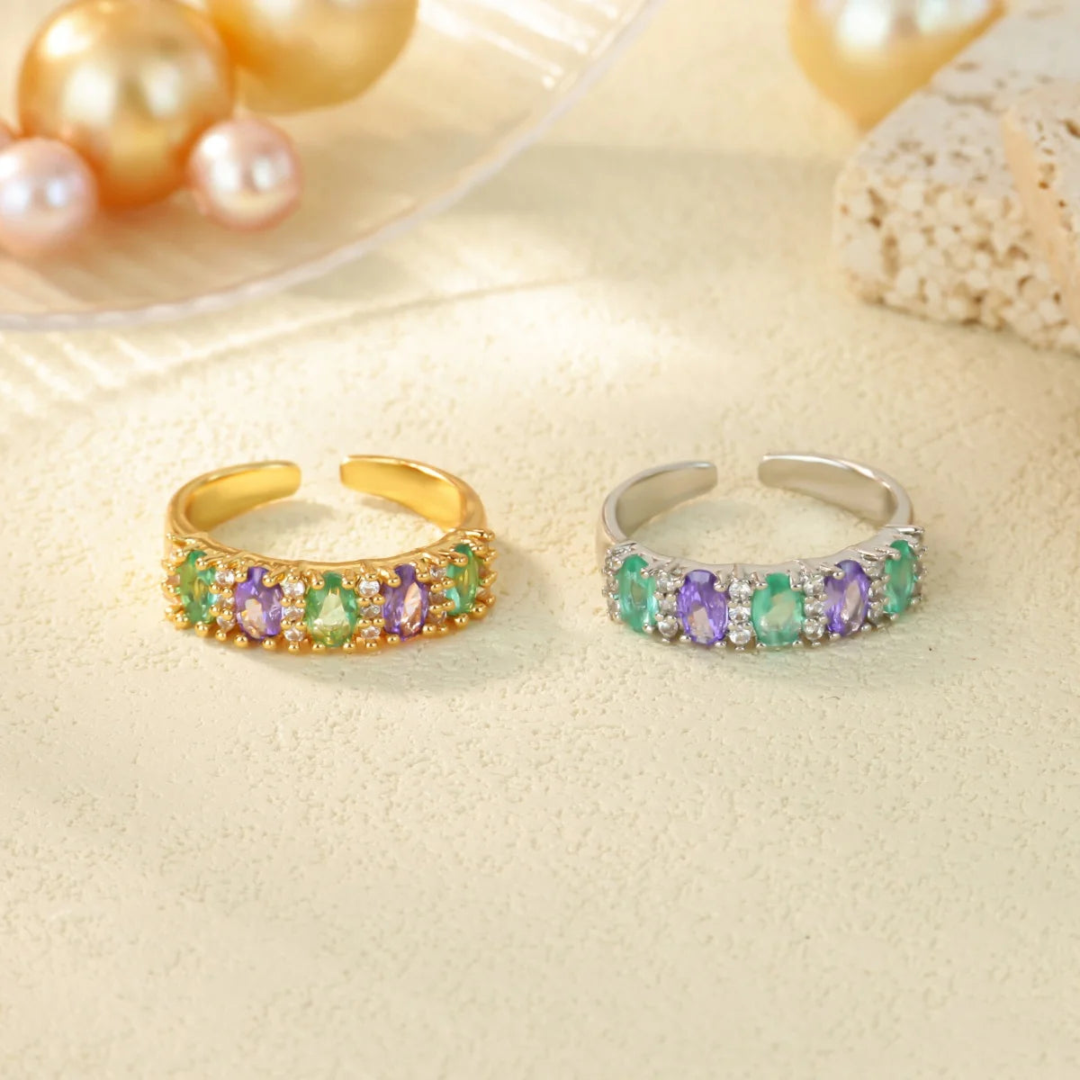 Luxurious colored zircon Rings For Women Girls Adjustable Charm Stainless SteelFinger Ring Jewelry Birthday Gift New Trend 202
