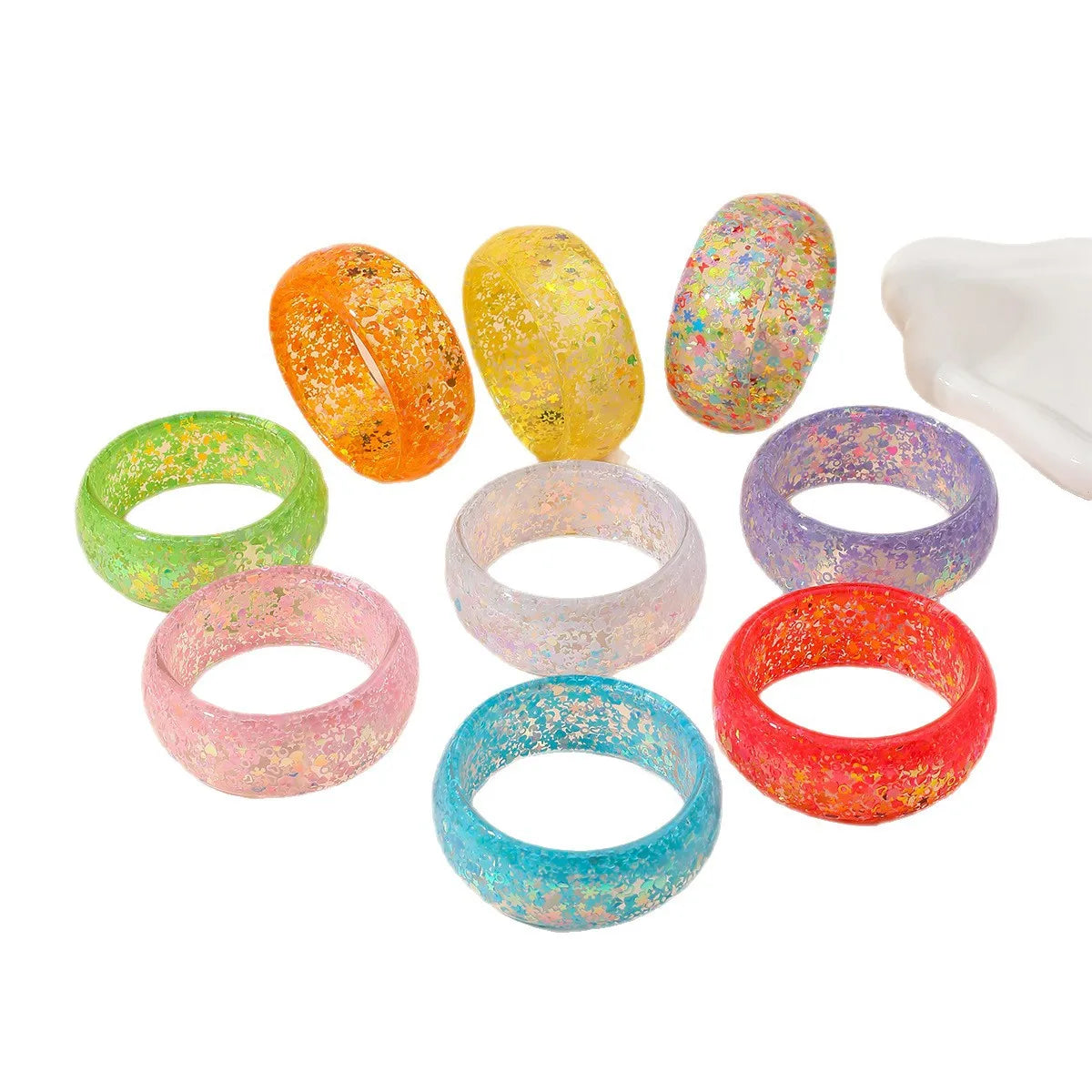 KMVEXO Trendy Personality Star Heart Sequin Acrylic Bangle for Women Statement Resin Cuff Wide Bracelet Daily Jewelry Gift