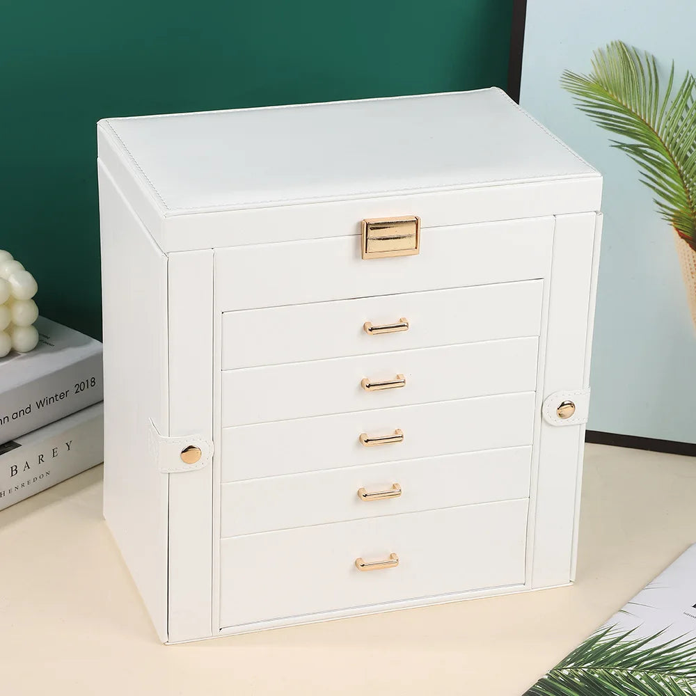 DELESYS New Large-Capacity High-End 6 Layer Jewelry Box For Storing Necklaces Watches Accessories Multi-Functional Jewelry Box