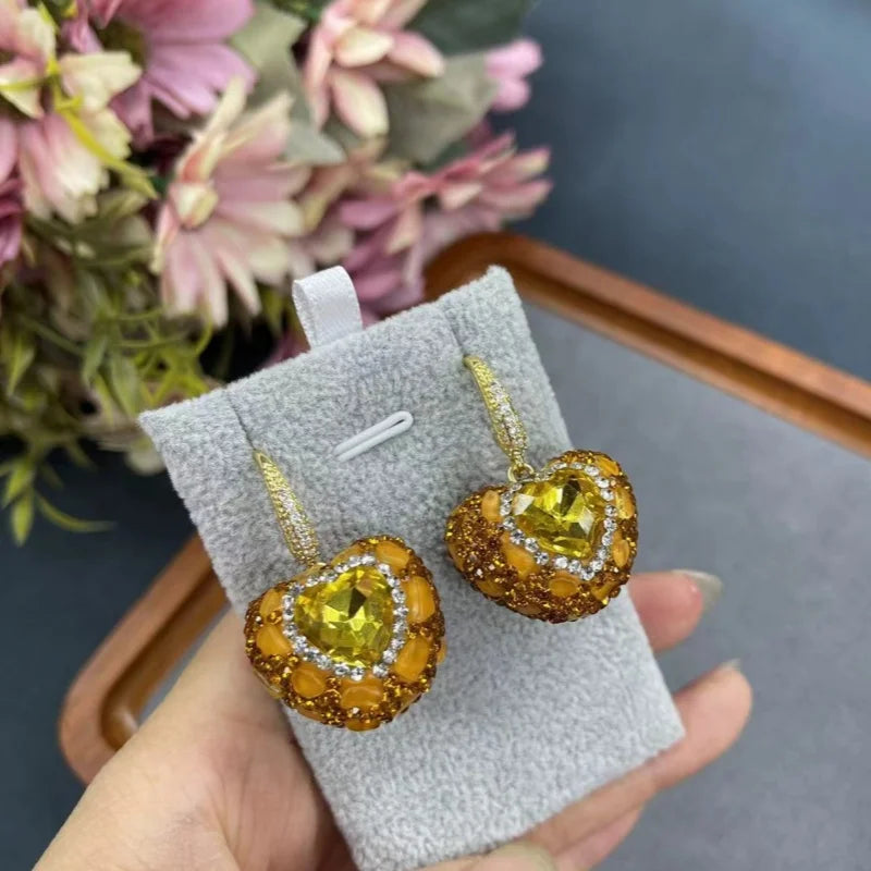 New crystal heart-shaped earrings for women dazzling AAA zircon jewelry