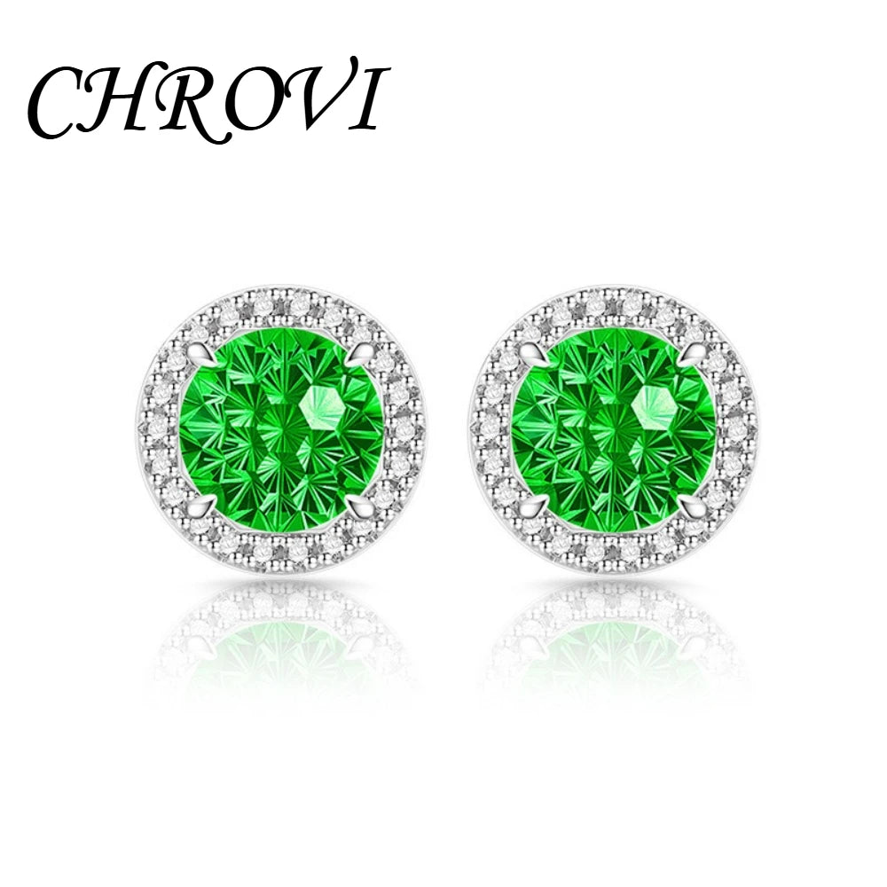 Exquisite 925 sterling silver gemstone-cut princess round earrings with ultra-shiny high-carat diamonds.