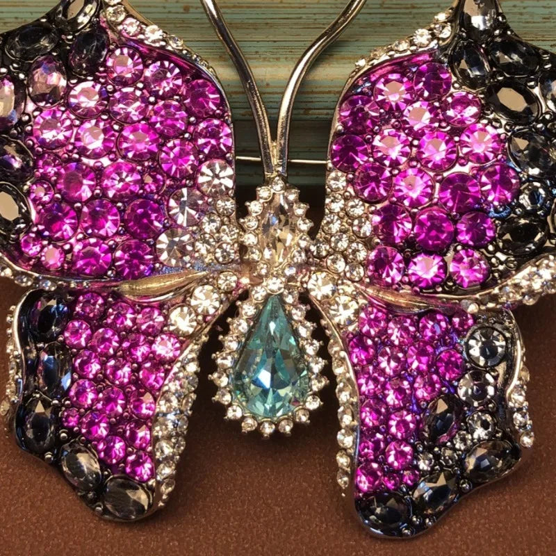 NISHIZAWA Purple Rhinestones Butterfly Brooches for Women Exquisite Shiny Jewelry Luxury Vintage Dinner Party Clothing Pins
