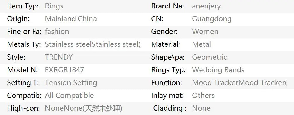 ANENJERY 316L Stainless Steel Geometric Circular Heart Waterdrop Enamel Ring For Women Luxury Temperament Fashion Jewelry Gifts