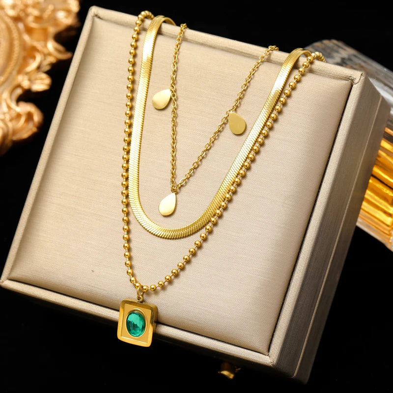 EILIECK 316L Stainless Steel Exaggerated Acrylic Link Thick Chain Necklace For Women Girl Fashion Leaves Neck Chain Jewelry Gift