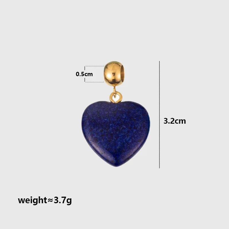 Trendy Natural Stone Star Heart Pendant DIY Necklace for Women Colorful Handmade Beaded Collars Necklace Stainless Steel Jewelry