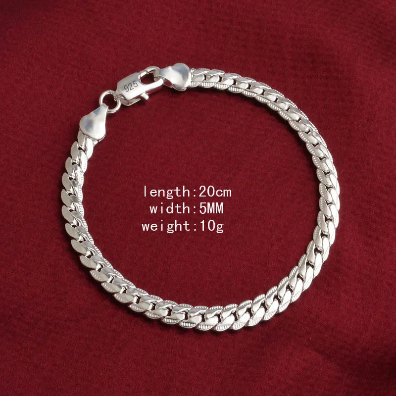 Charm Silver Color 10mm Chain Men Women Chain Wedding Bracelet Fashion Charm Bangle Wedding Party Birthday Gift Free Shipping