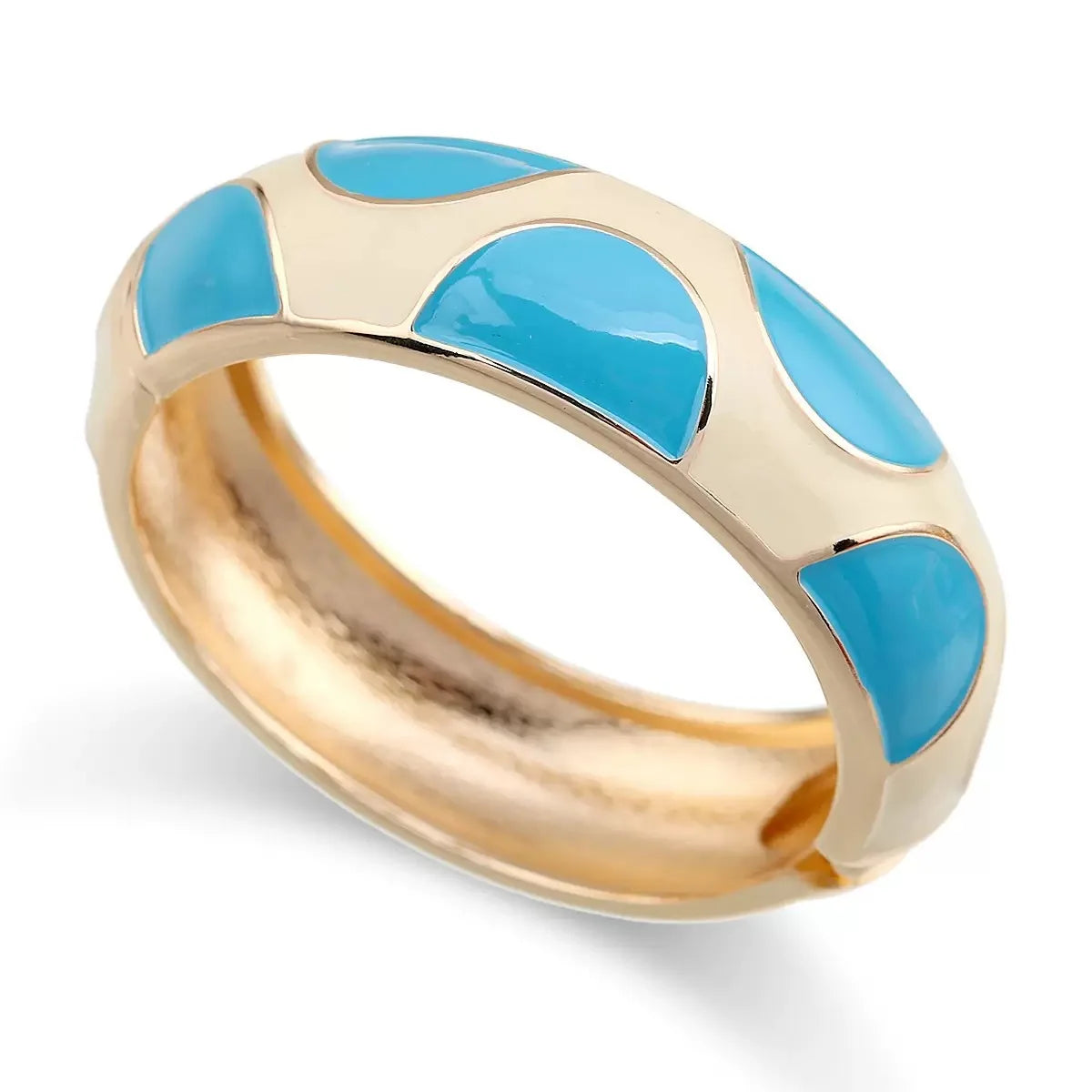 KMVEXO Punk Blue White Dripping Oil Zinc Alloy Enamel Bangles Geometric Wide Cuff Spring Bangle Bracelets For Women Jewelry