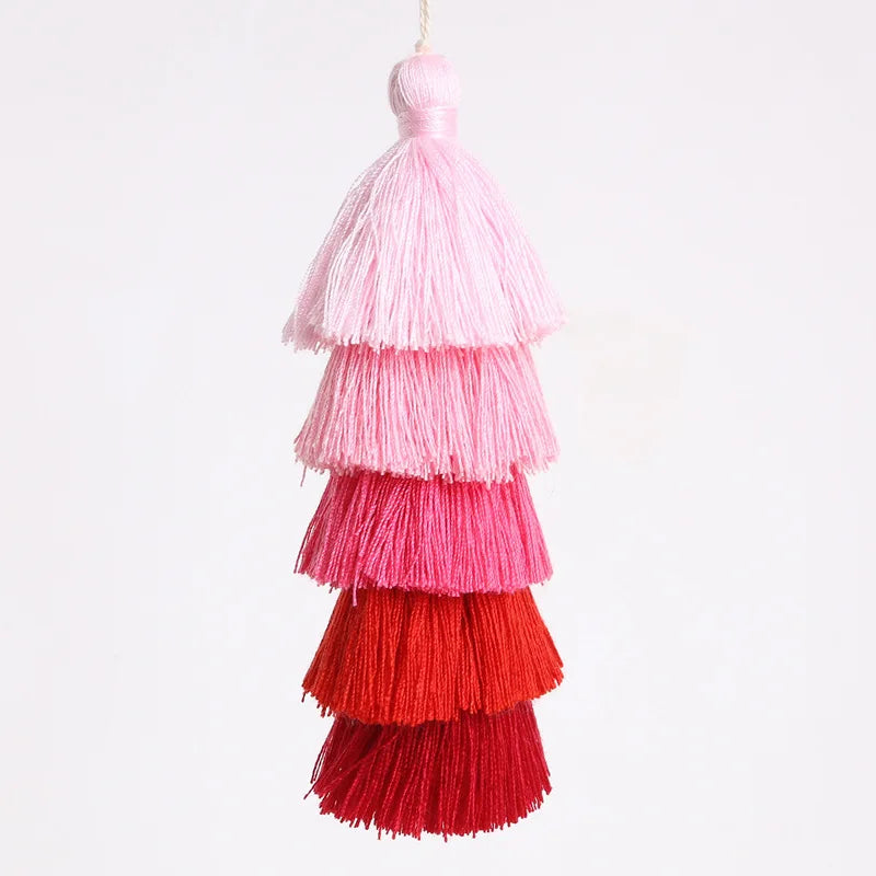 Boho Colorful Three-layer Tassels Pendant Keychains Ethnic Style Handmade Tassel Drop Jewelry Gifts Bag Accessory