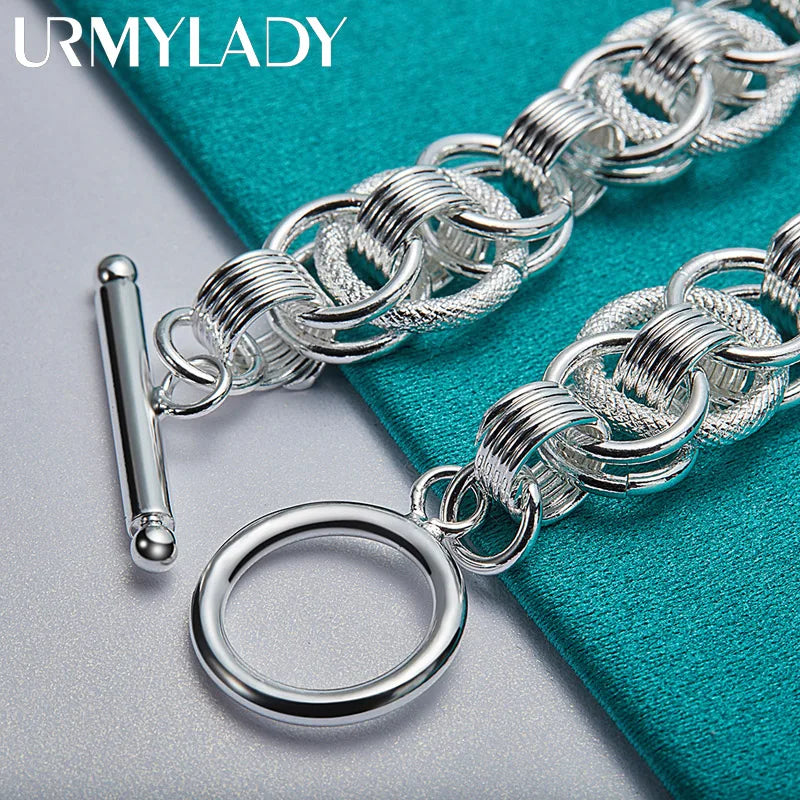 URMYLADY 925 Sterling Silver Charm Chain Screw Bracelet For Women Man Engagement Party Fashion Jewelry Gifts
