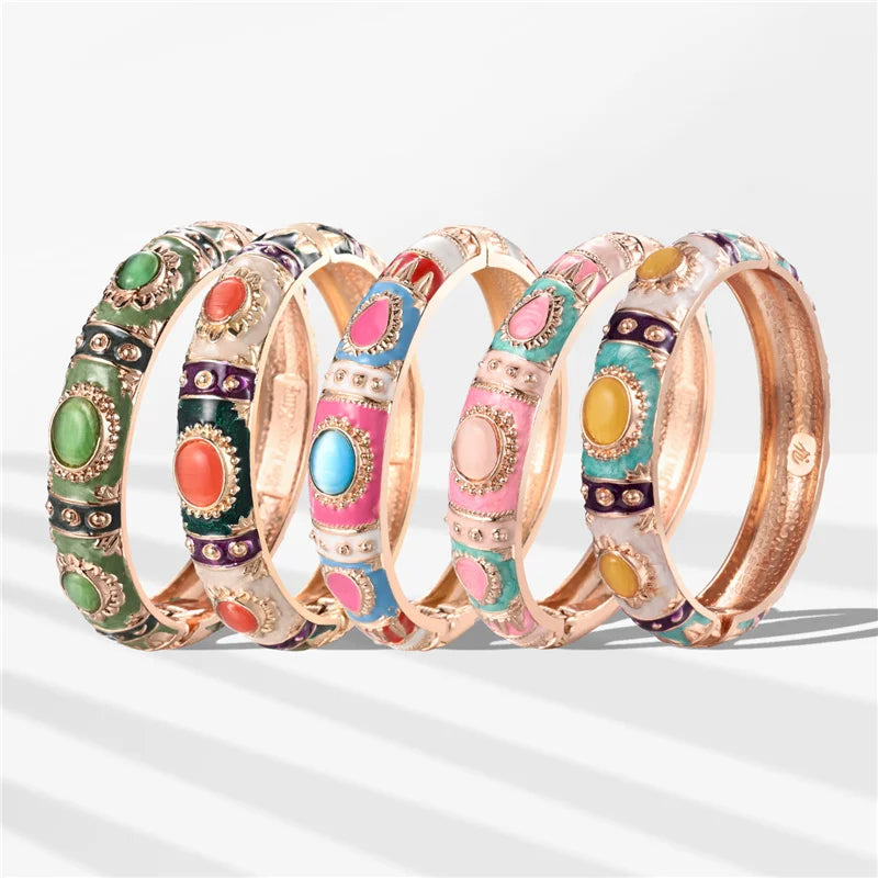 1/5 PCS Enamel Bracelet For Women Bangle On Hand Cloisonne Women's Hand Bracelets India African Jewelry Bohemian Designer Gifts