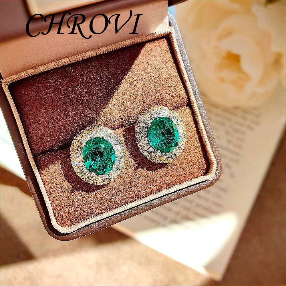 Luxury-Style 925 Sterling Silver Two-Colored Pendant Necklace Stud Earrings White Diamond Ring Gemstone Set