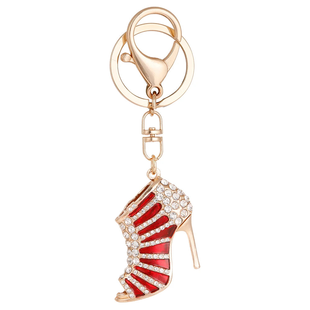 2024 New Sparkling Crystal Luxury Women's High Heels KeyChain Bag Pendant Souvenir Gift Car Key Ring