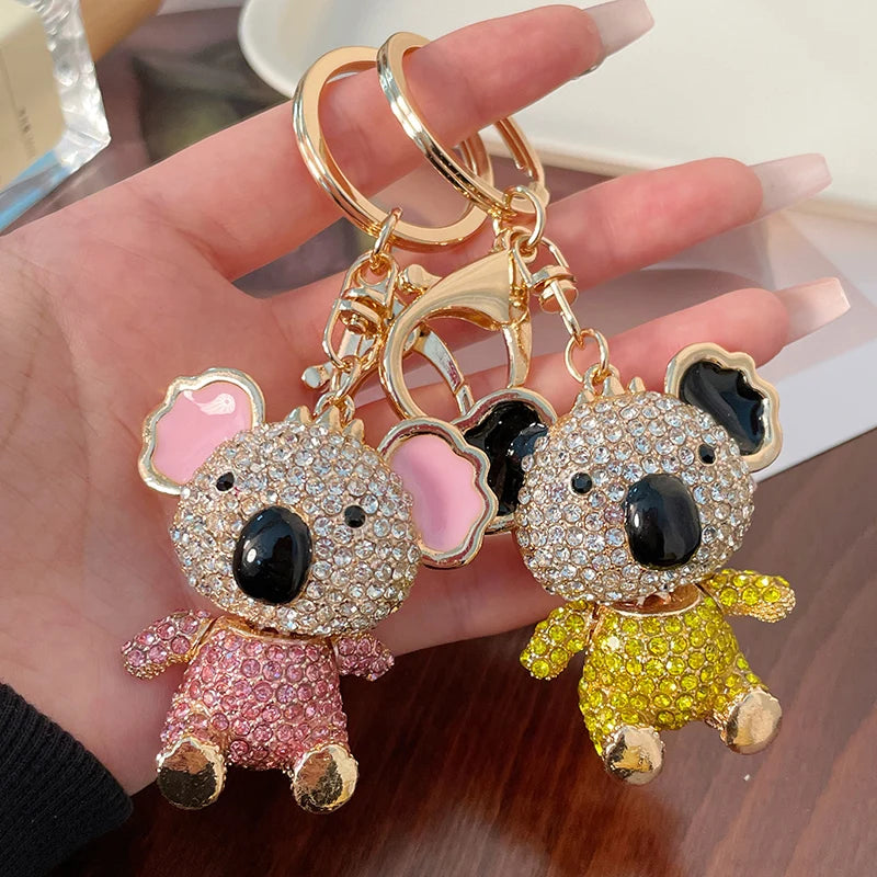 Colorful Bear Series Keychain Dazzling Colors Love Bow Bears Pendant Accompanying Gift Wedding Souvenir