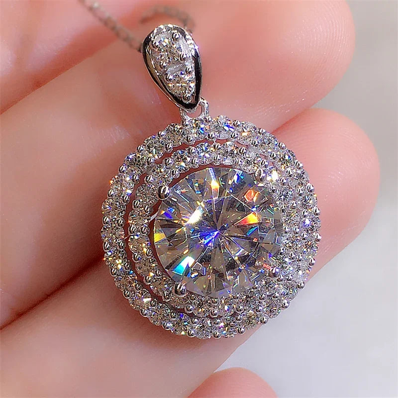 1PC Gorgeous Bridal Wedding Necklace Cubic Zirconia Round Pendant Elegant Women's Party Wedding Accessories Fashion Jewelry