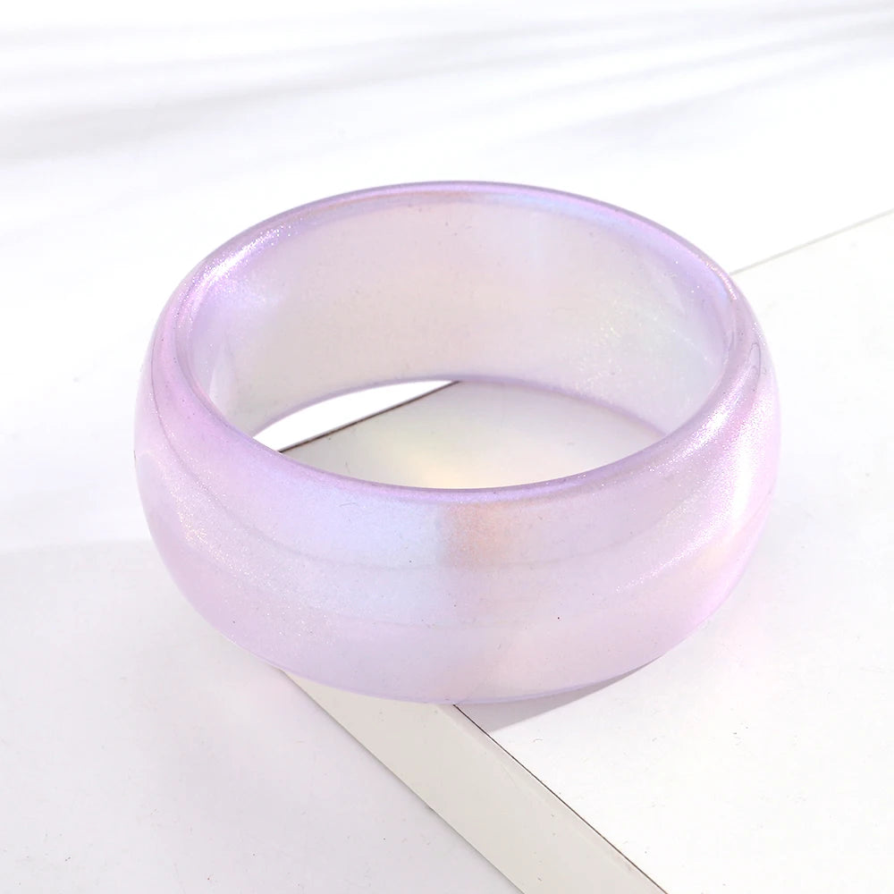 Trendy Resin Purple Wide Geometric Chunky Bangles for Women Fashion Acrylic Beaded Bangle Bracelets Party Jewelry Gifts