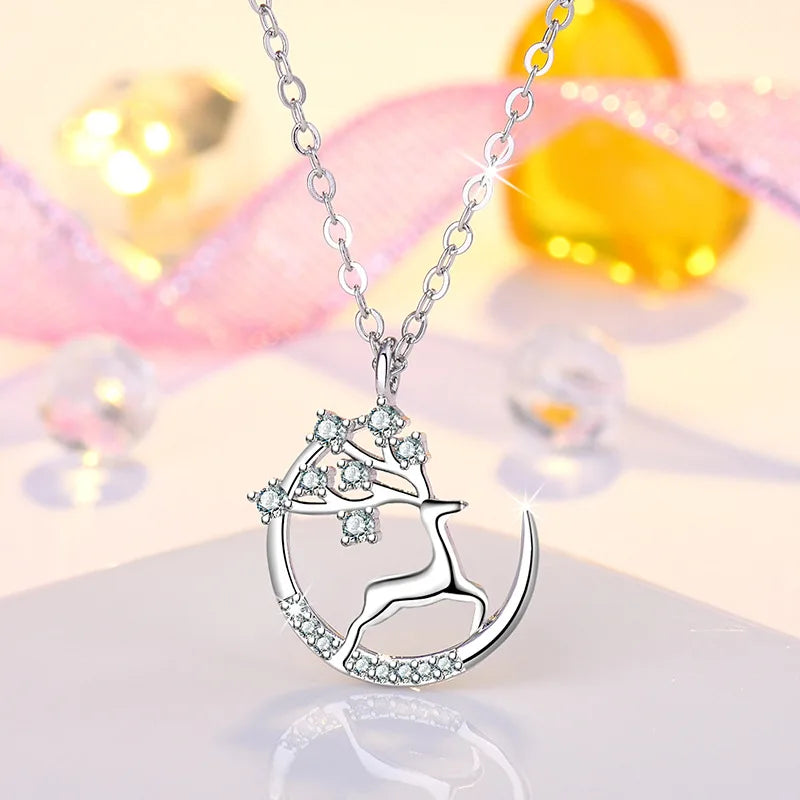 925 Sterling Silver Necklace Pendant AAA Zircon For Women Fashion Exquisite Student Girlfriend Jewelry Accessories Heart Gift