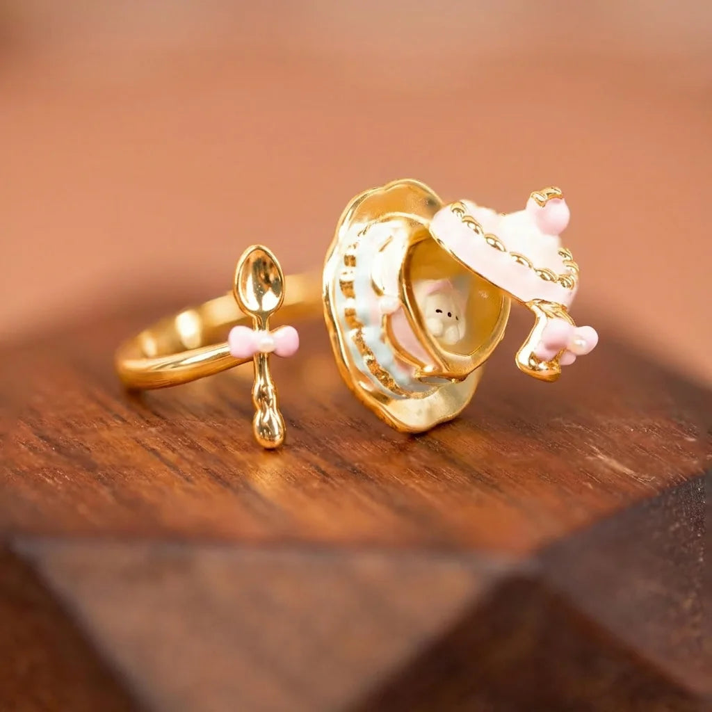 Popular Cup Opening and Closing Necklace Sweet Style Teaspoon Oil Drip Little Girl 18K Gold Colour-Preserving Birthday Gift