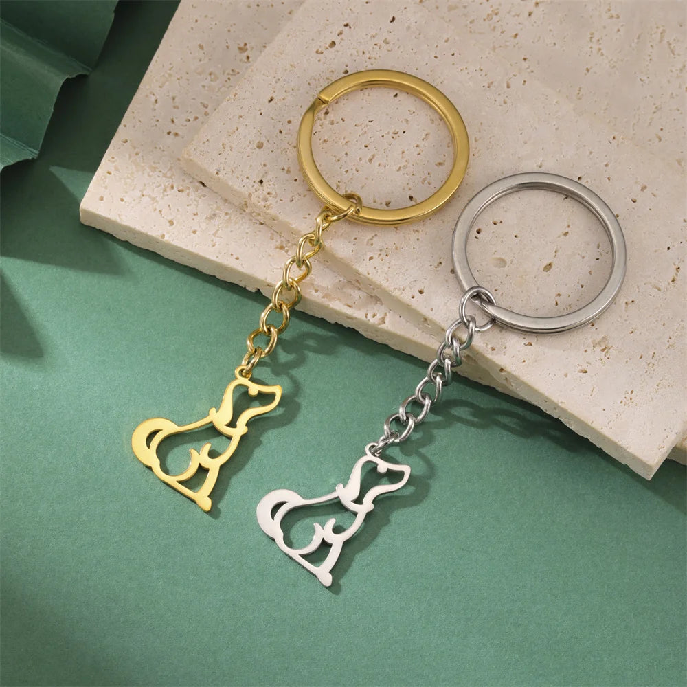 Cute Dog Samoye Keychain for Women Men Stainless Steel Dachshund Puppy Animal Lovers Key Ring for Car Backpack  Jewelry Gifts