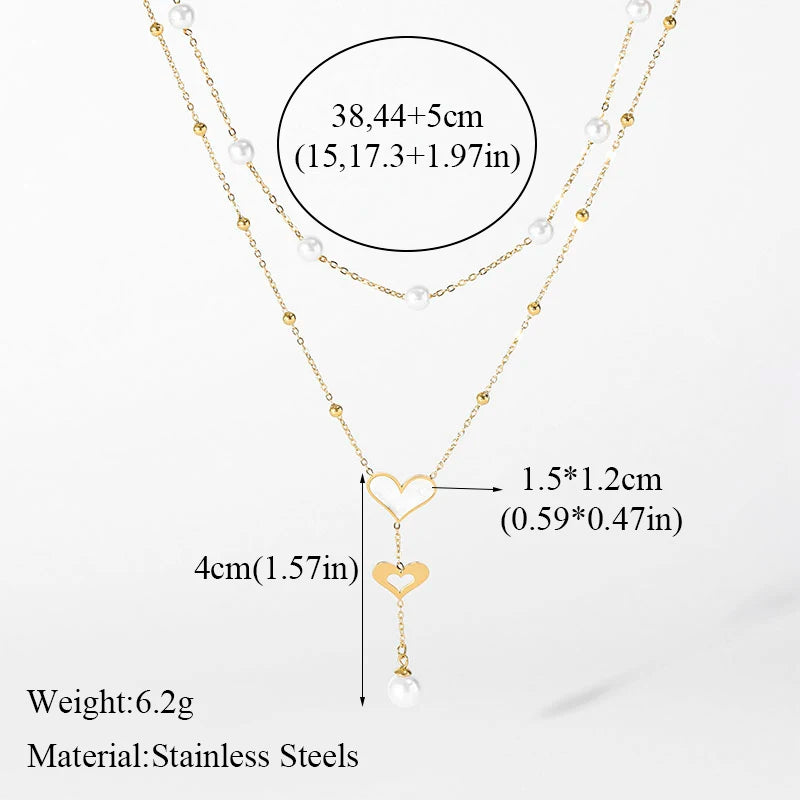 EILIECK 316L Stainless Steel Butterfly Pearl Long Pendant Necklace For Women Fashion Choker Clavicle Chain Waterpro Jewelry Gift
