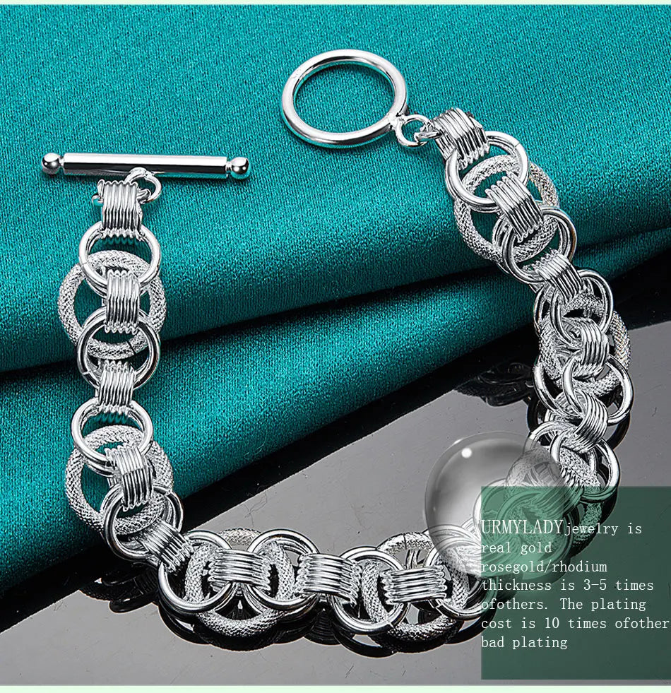 URMYLADY 925 Sterling Silver Charm Chain Screw Bracelet For Women Man Engagement Party Fashion Jewelry Gifts