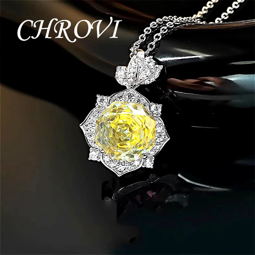 Luxury-Style 925 Sterling Silver Rose Diamond Flower Necklace Pendant Earring Ring Women's Set