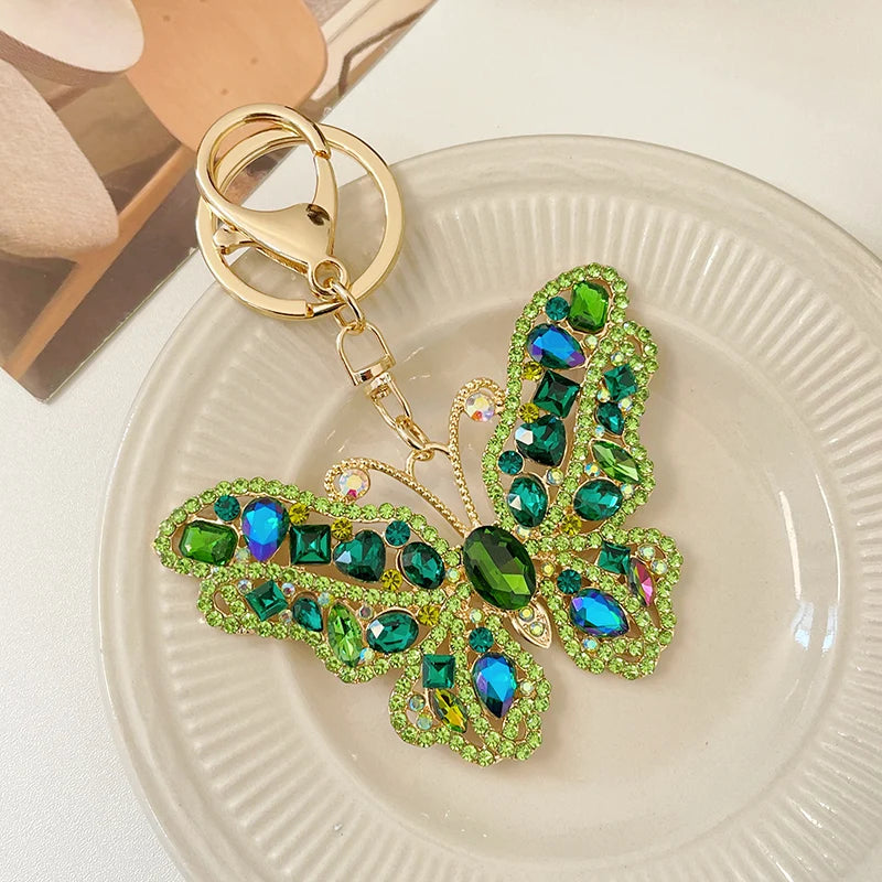 EASYA 2024 New Butterfly Keychain Collection Rhinestone Crystal Inlaid Car Pendant Handicrafts
