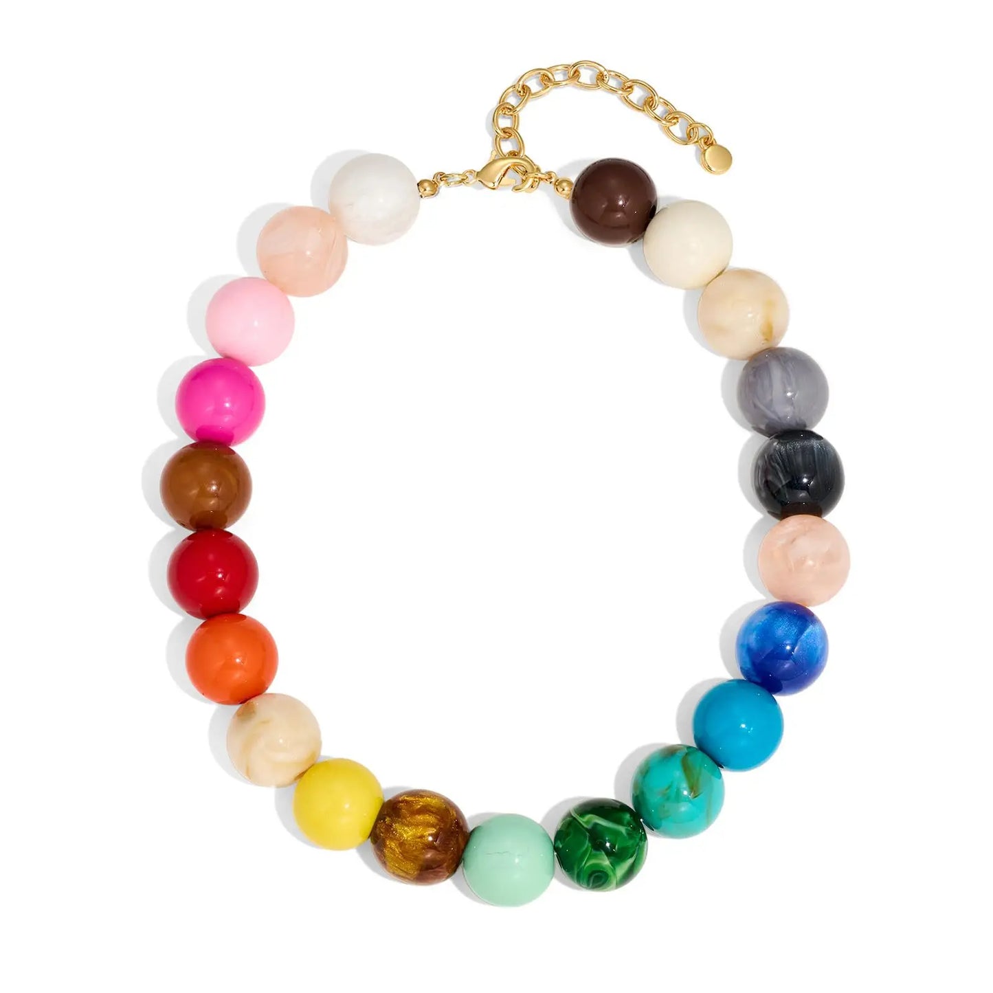 Double Color Round Beads Resin Necklace for Women Bohemian Style Waterproof Statement Choker Collar Necklaces Fashion Jewelry