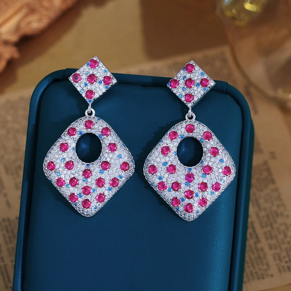 ThreeGraces New Fashion Shiny Cubic Zirconia Long Big Geometric Dangle Earrings for Women Luxury Bridal Party Jewelry E1948